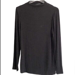 Catherine Malandrino Micro Ribbed Black Stretch Long Sleeve Pullover Medium NWT